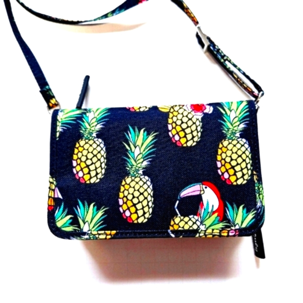Vera Bradley Pineapple Toucan wallet on string